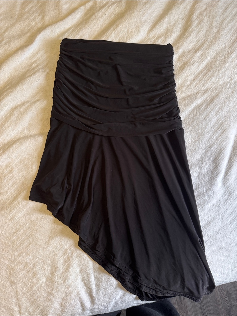 Black Ruched Asymmetric Women’s Skirt